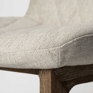 Diamond Tuffed Cream Fabric Wrap with Brown Wood Base Dining Chair