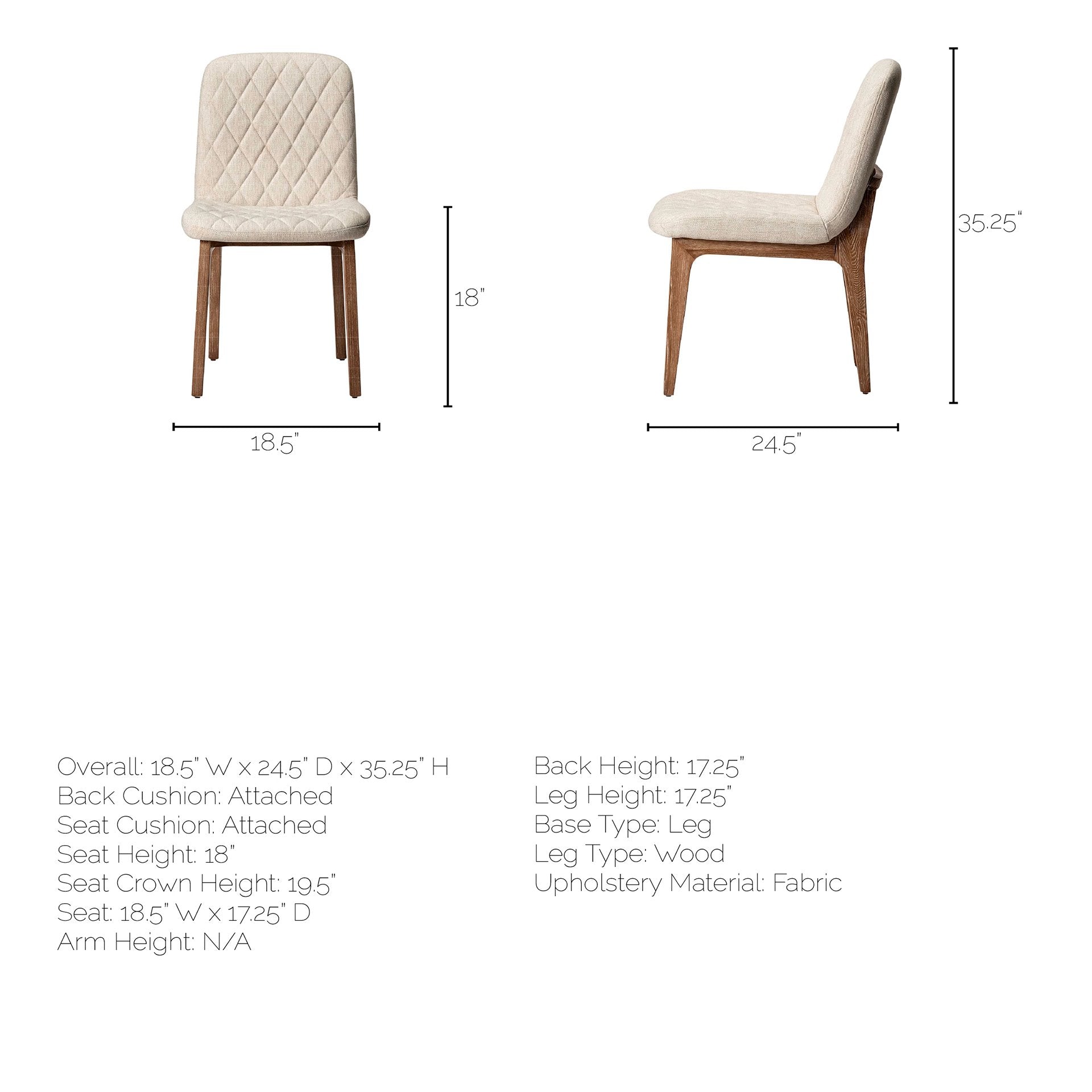 Diamond Tuffed Cream Fabric Wrap with Brown Wood Base Dining Chair