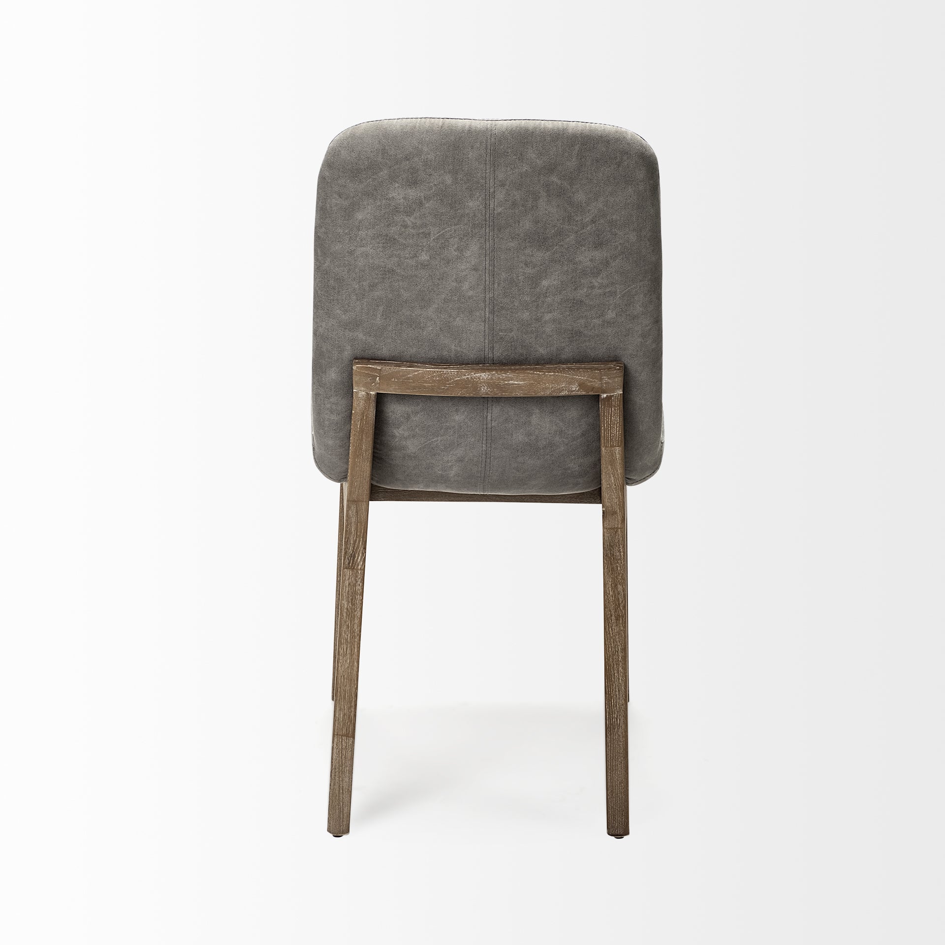 Grey Fabric Wrap with Medium Brown Wood Base Dining Chair