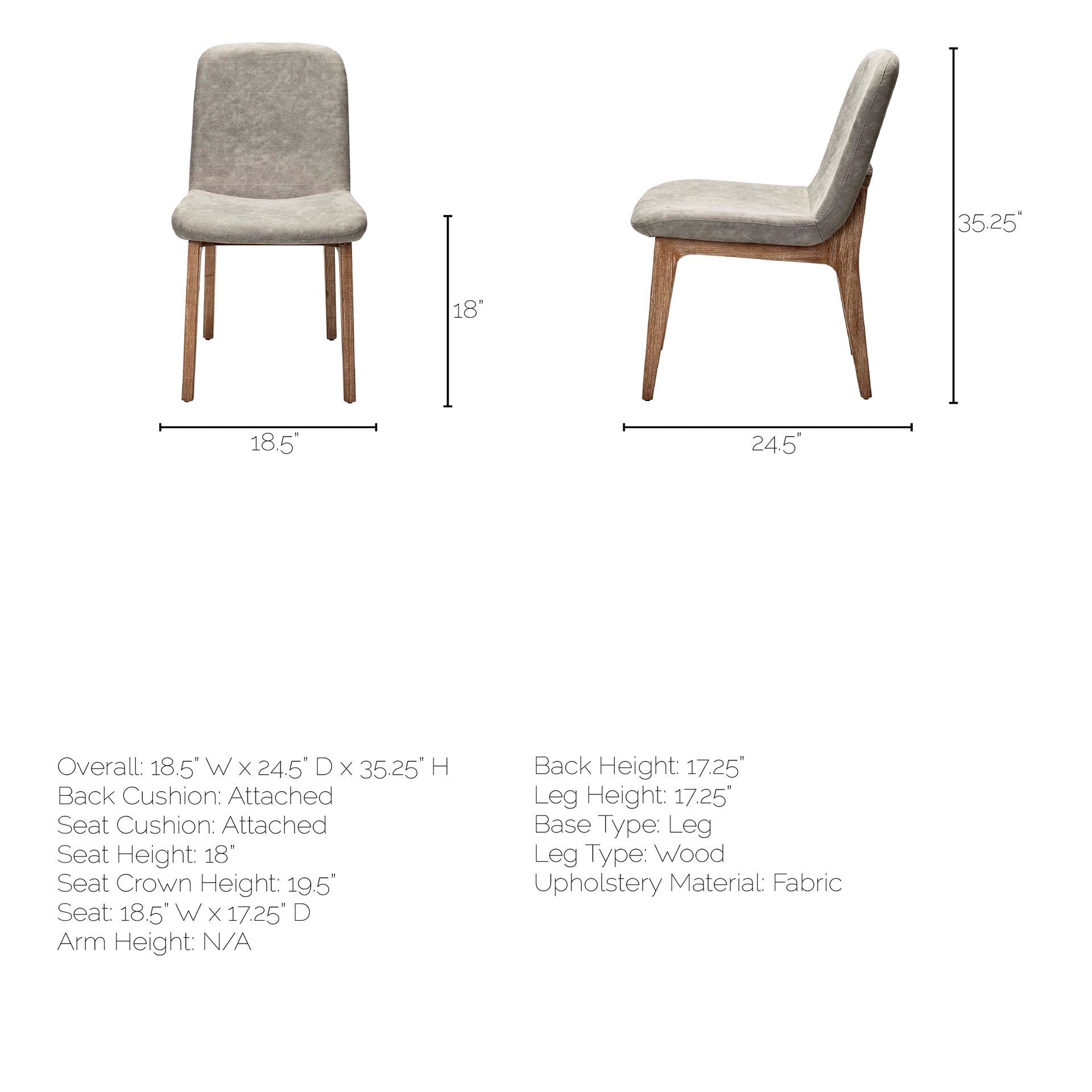 Grey Fabric Wrap with Medium Brown Wood Base Dining Chair