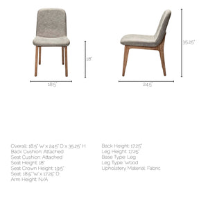 Grey Fabric Wrap with Medium Brown Wood Base Dining Chair