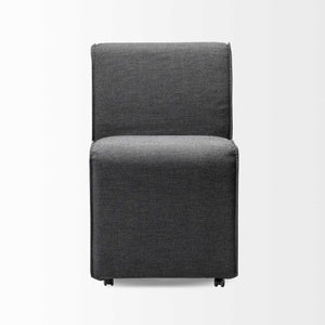 Fully Upholstered Grey Fabric Dining Chair on Casters