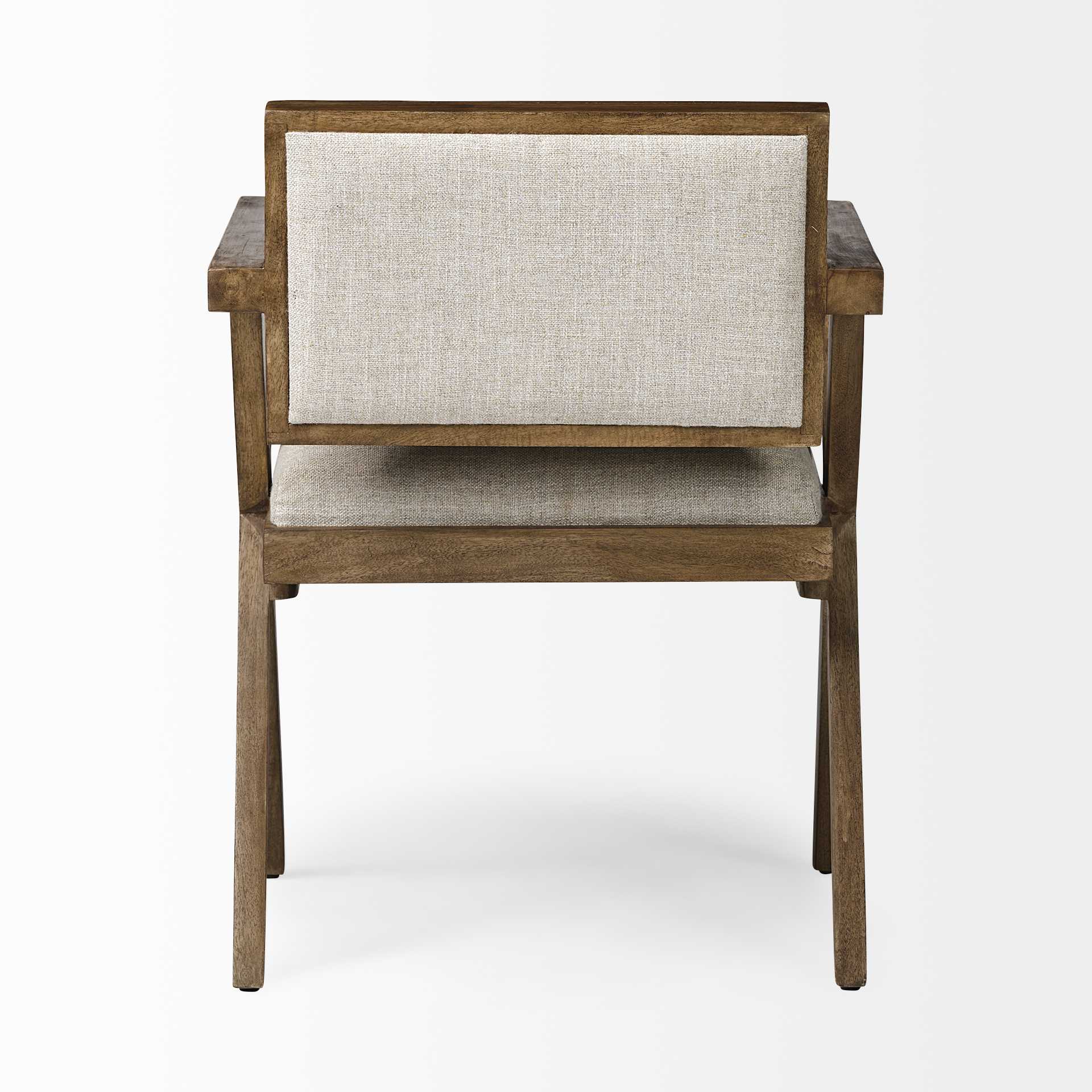 Cream Fabric Wrap with Medium Brown Wooden Frame Dining Chair