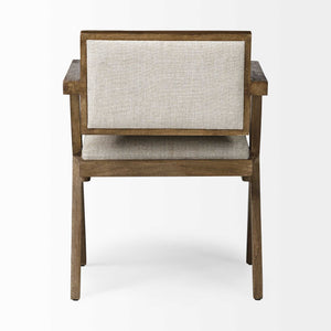 Cream Fabric Wrap with Medium Brown Wooden Frame Dining Chair