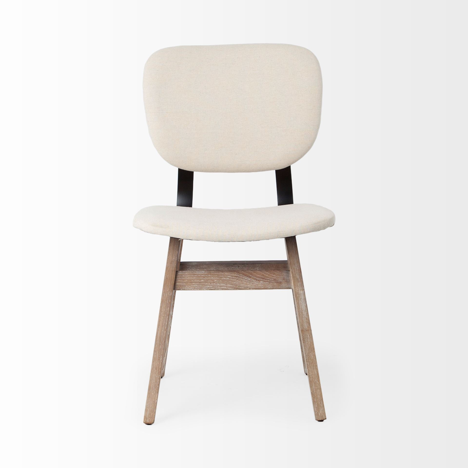Cream Fabric Wrap with Brown Solid Wood Base Dining Chair