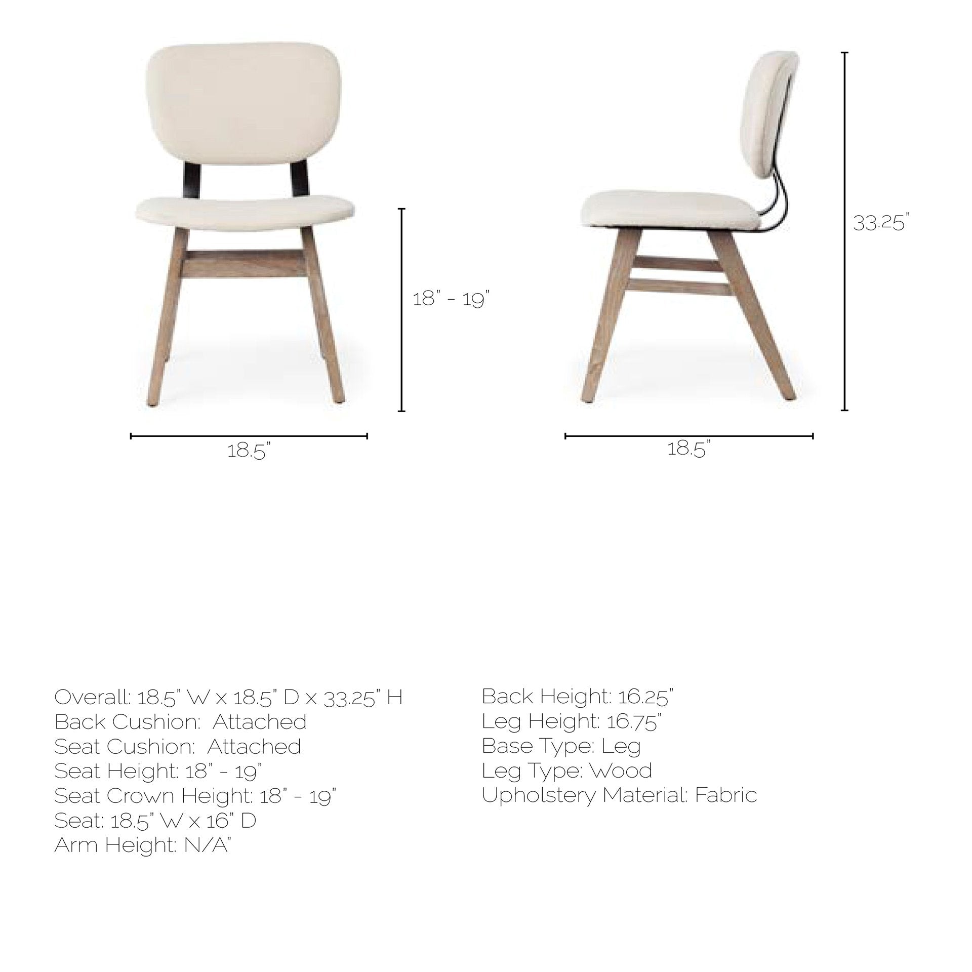 Cream Fabric Wrap with Brown Solid Wood Base Dining Chair