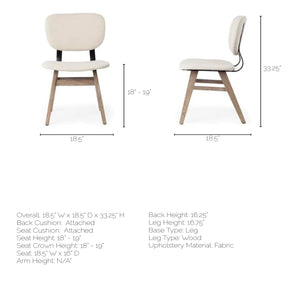 Cream Fabric Wrap with Brown Solid Wood Base Dining Chair