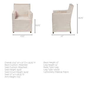 Cream Fabric Slip Cover with Brown Wood Frame Dining Chair