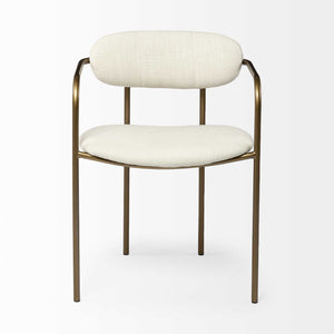 Cream Fabric Seat with Gold Iron Frame Dining Chair