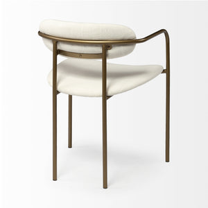 Cream Fabric Seat with Gold Iron Frame Dining Chair