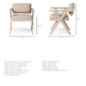 Cream Fabric Wrap with Blonde Wooden Frame Dining Chair