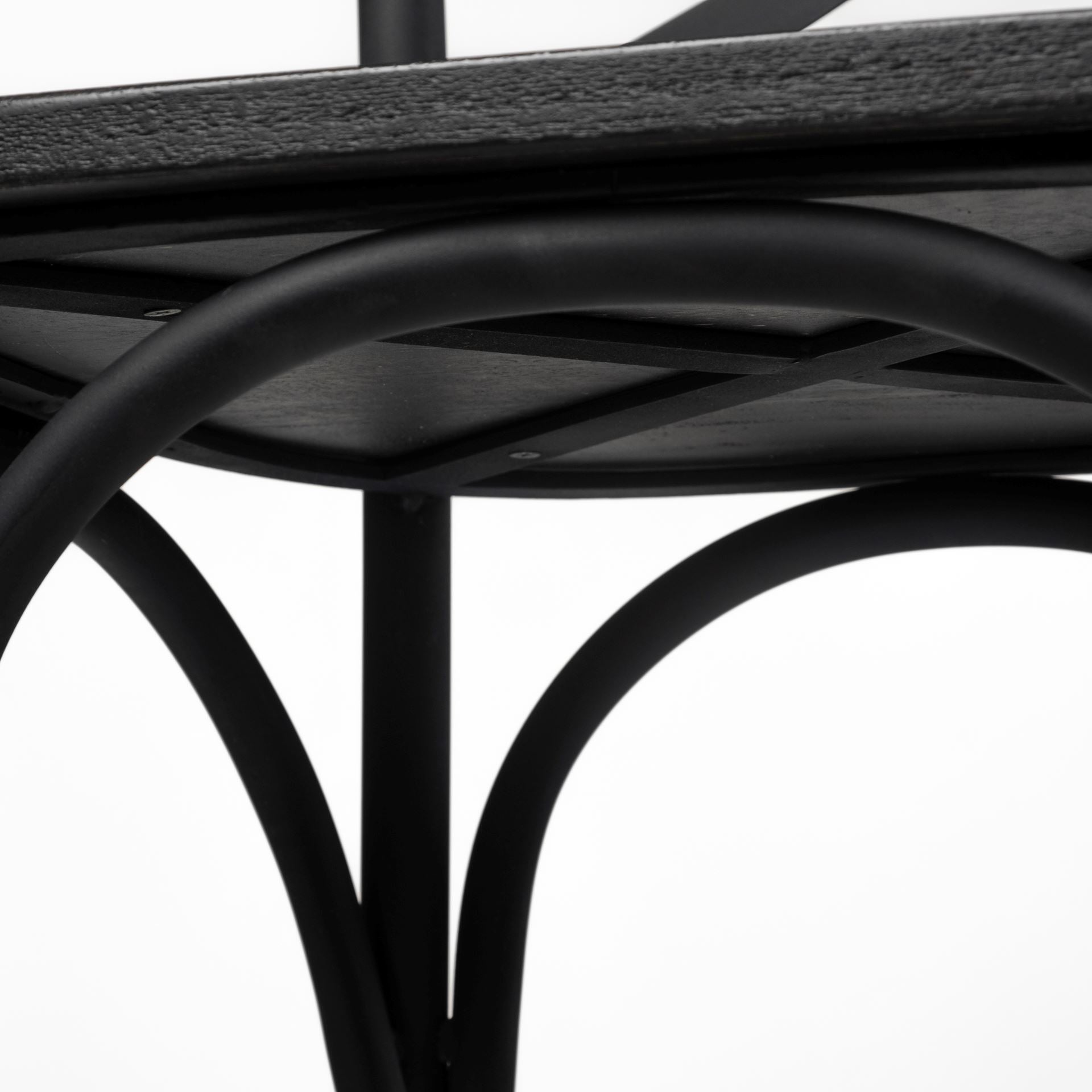 Black Solid Wood Seat with Black Iron Frame Dining Chair