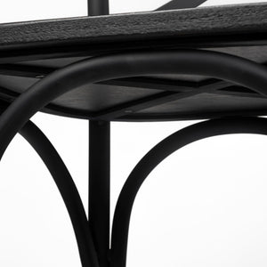 Black Solid Wood Seat with Black Iron Frame Dining Chair