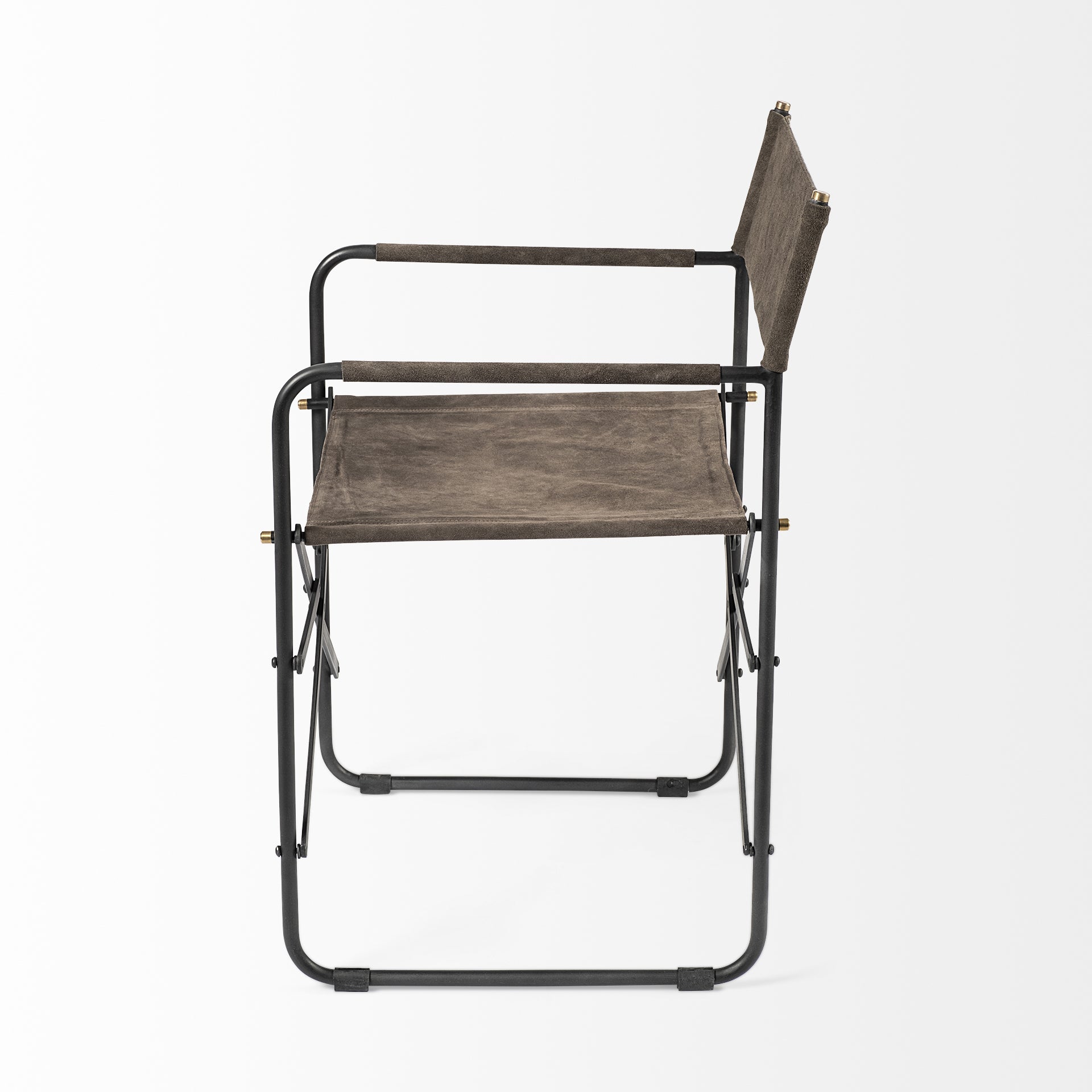 Brown Leather with Black Iron Frame Dining Chair