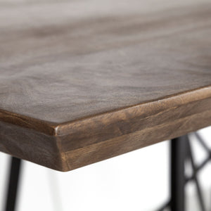 86x40 Brown Solid Wood Top Black Metal Base Dining Table