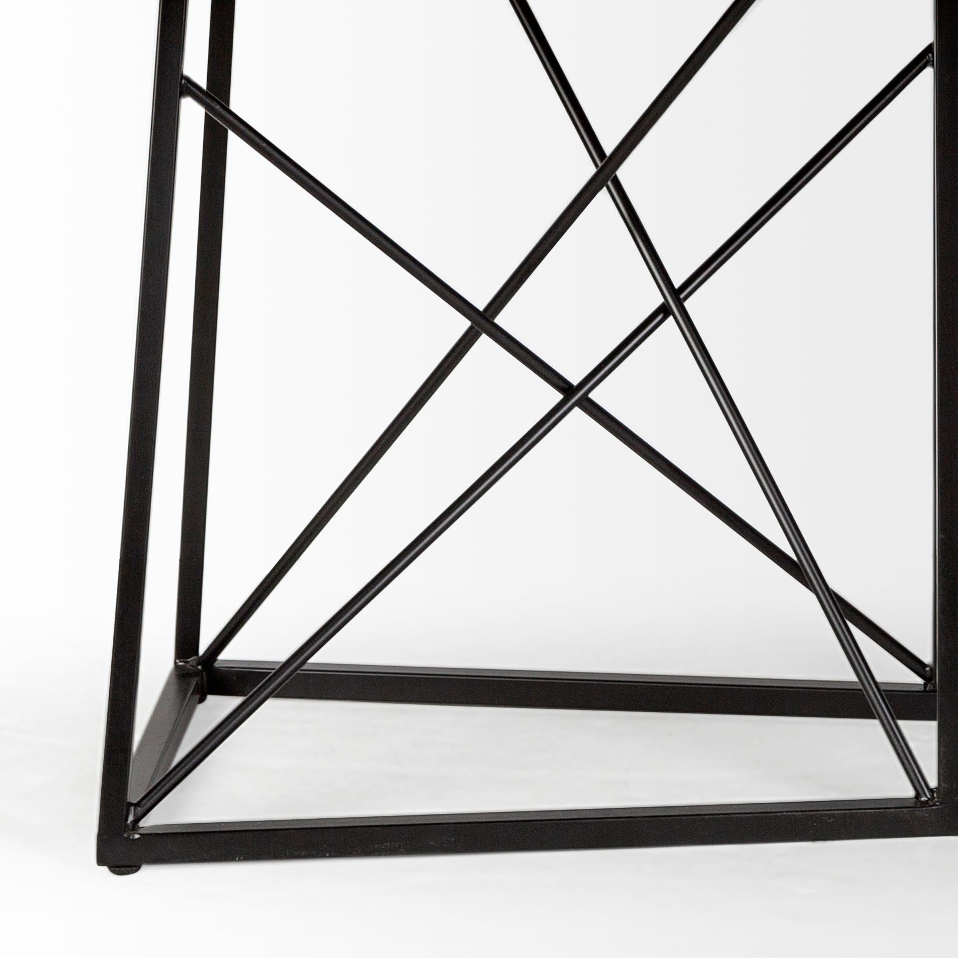 86x40 Brown Solid Wood Top Black Metal Base Dining Table