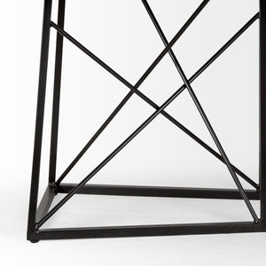 86x40 Brown Solid Wood Top Black Metal Base Dining Table