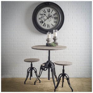 30" Grey Solid Wood Top with Black Metal Base Bistro Dining Table