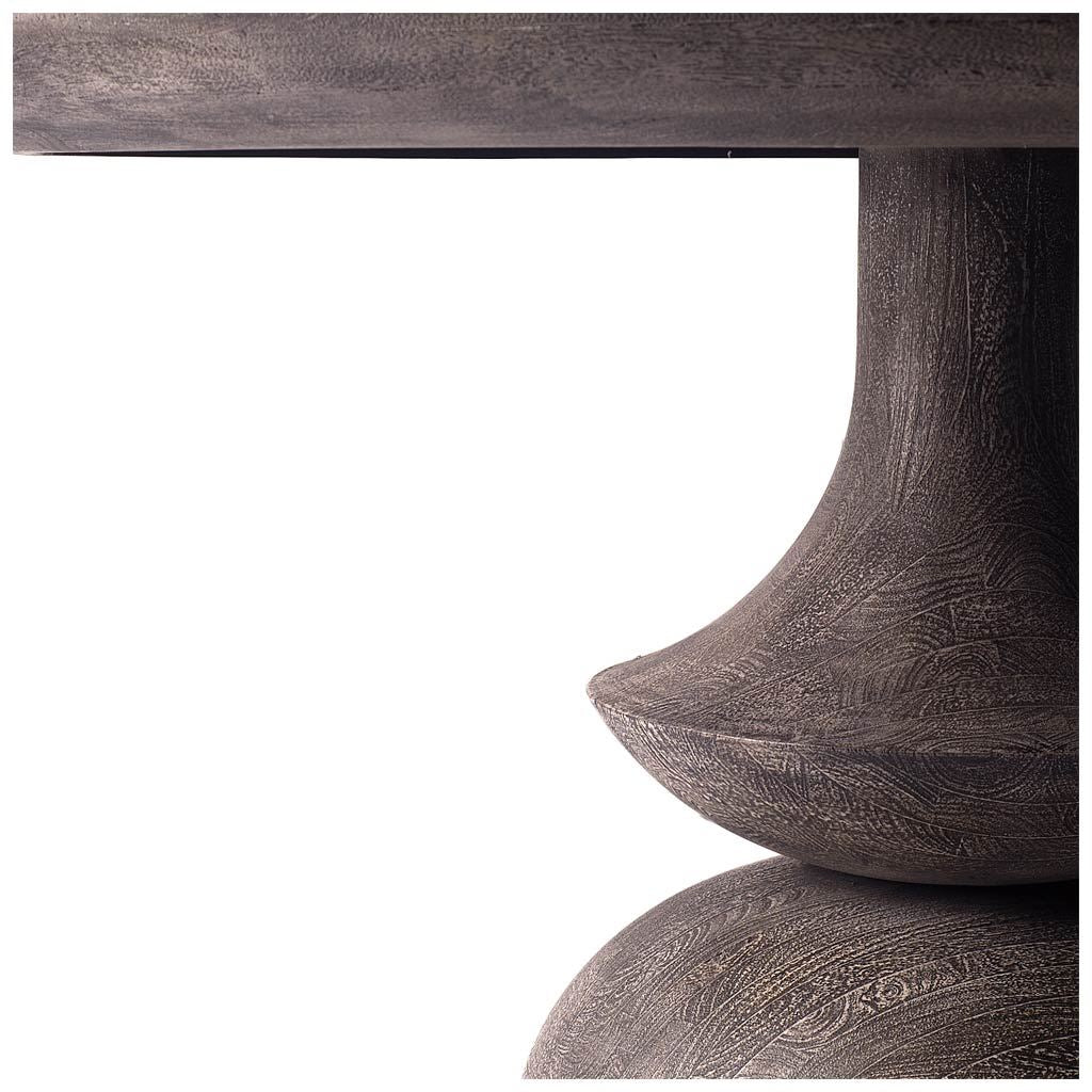 60" Round Charcoal Gray Solid Wood Table Top and Base Dining Table