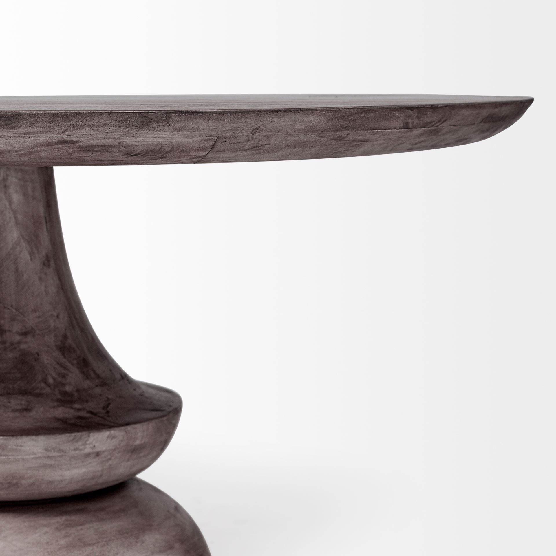 60" Round Charcoal Gray Solid Wood Table Top and Base Dining Table