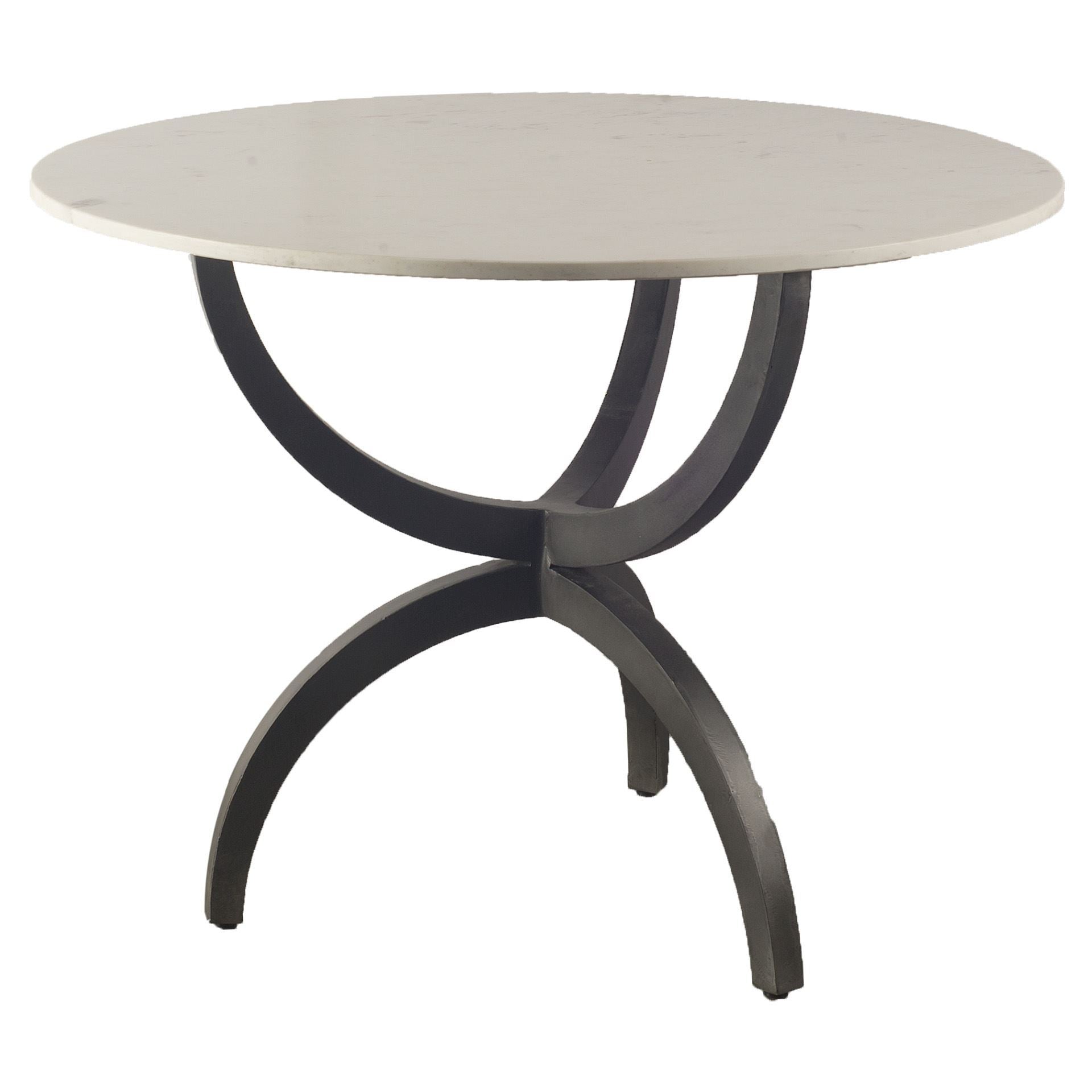 40" Round White Marble Top with Black Metal Base Dining Table