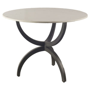 40" Round White Marble Top with Black Metal Base Dining Table