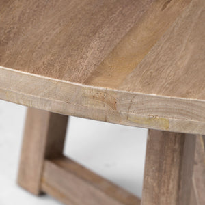 60" Round Brown Solid Wood Top and Base Dining Table