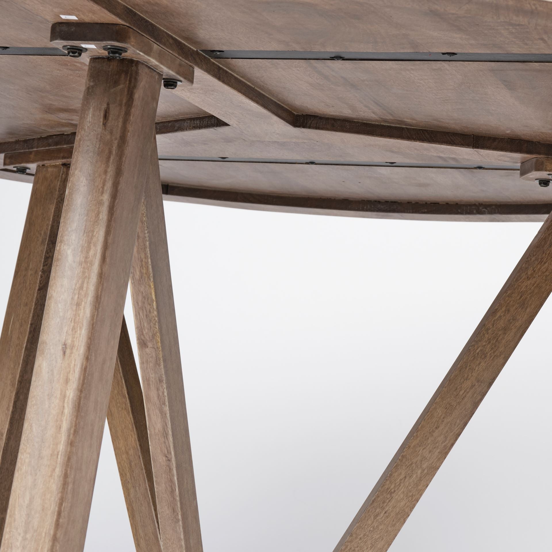 60" Round Brown Solid Wood Top and Base Dining Table