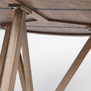 60" Round Brown Solid Wood Top and Base Dining Table