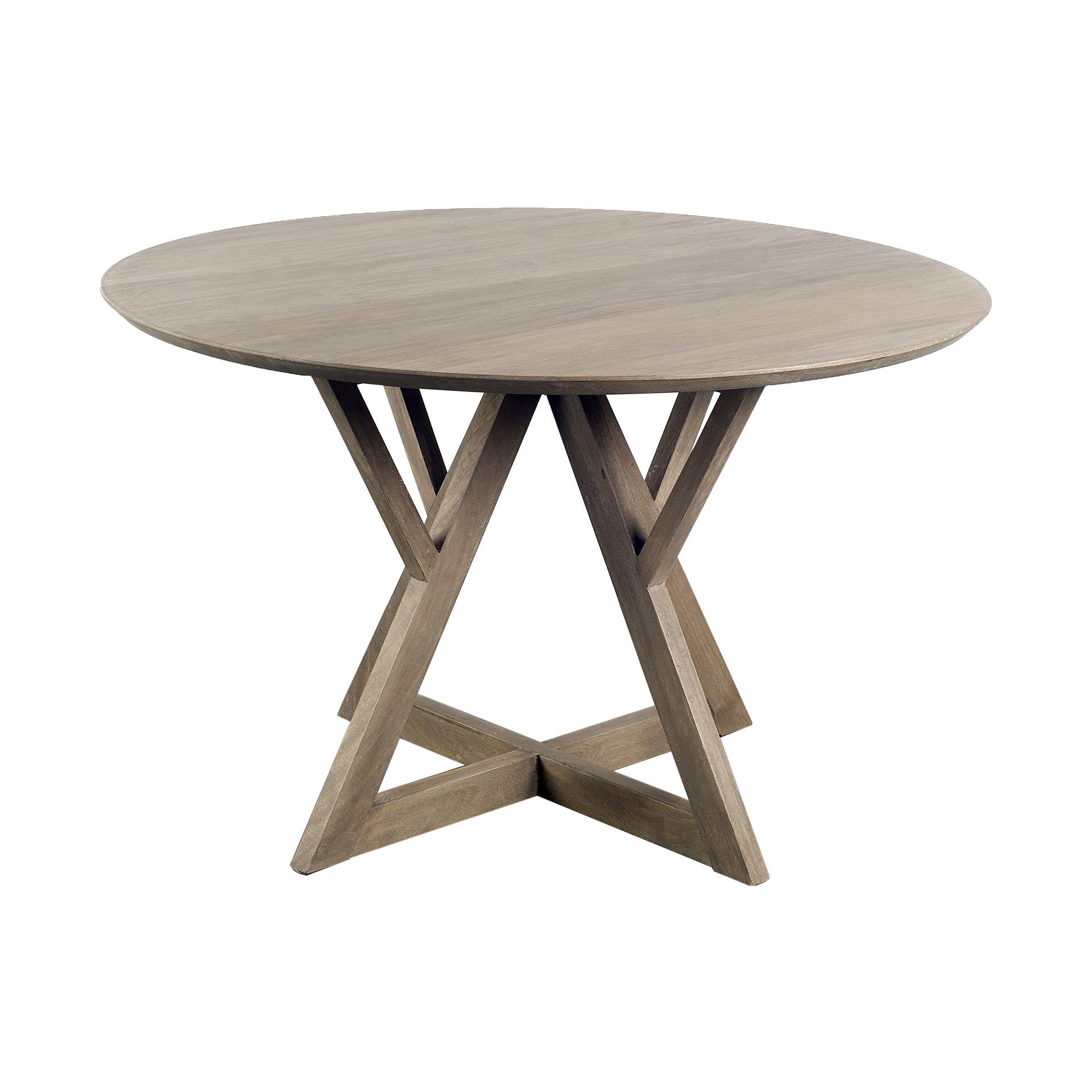 48" Round Brown Solid Wood Table Top and Base Dining Table