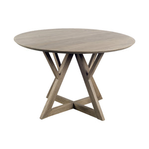 48" Round Brown Solid Wood Table Top and Base Dining Table