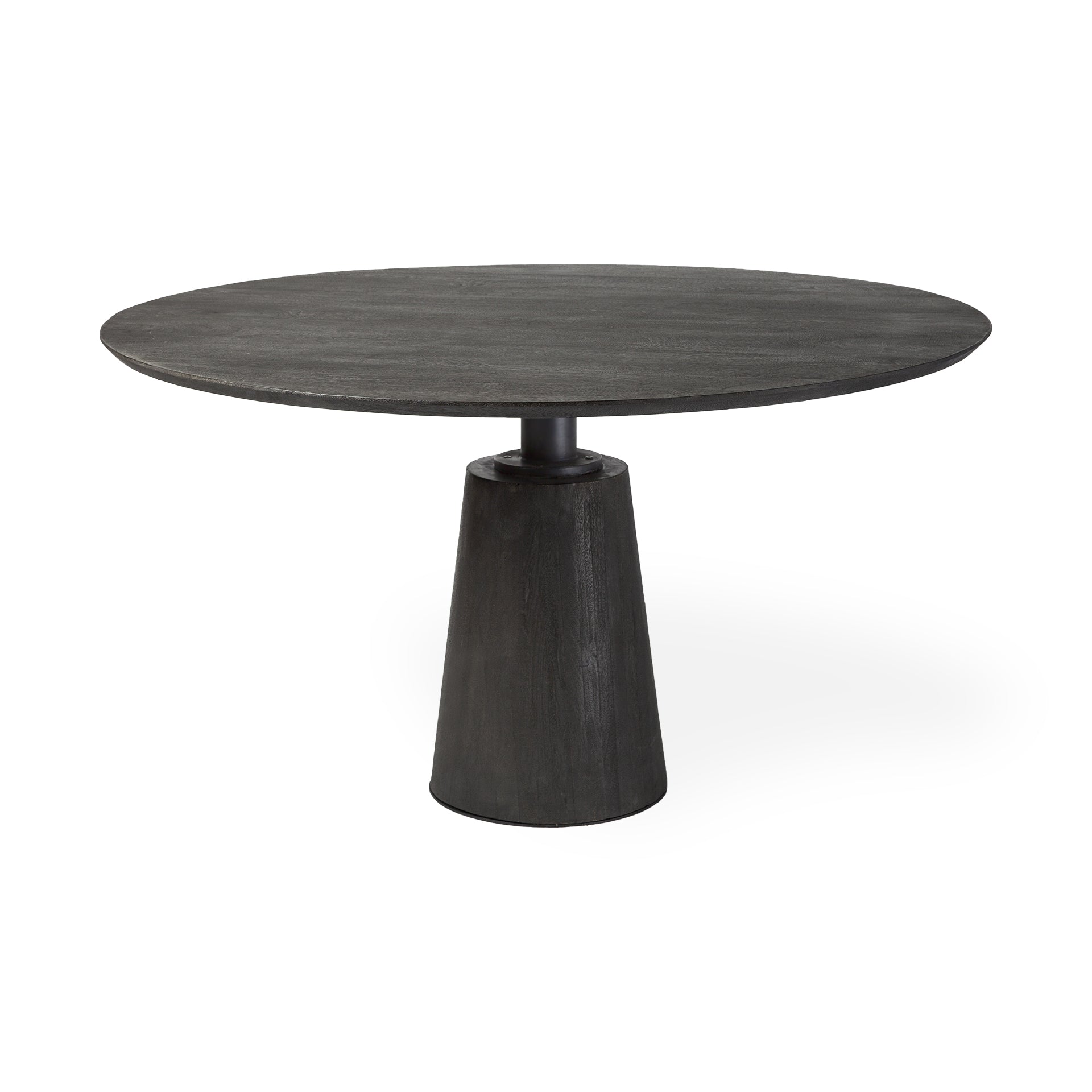 54" Brown Solid Wood Top with Brown Metal and Wood Base Dining Table