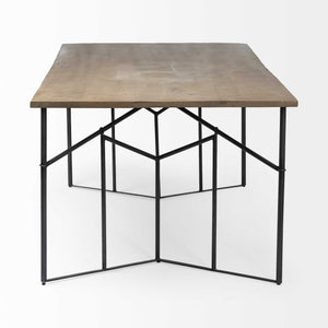 Corrigan 84x40 Rectangular Brown Solid Wood Top Black Metal Base Dining Table