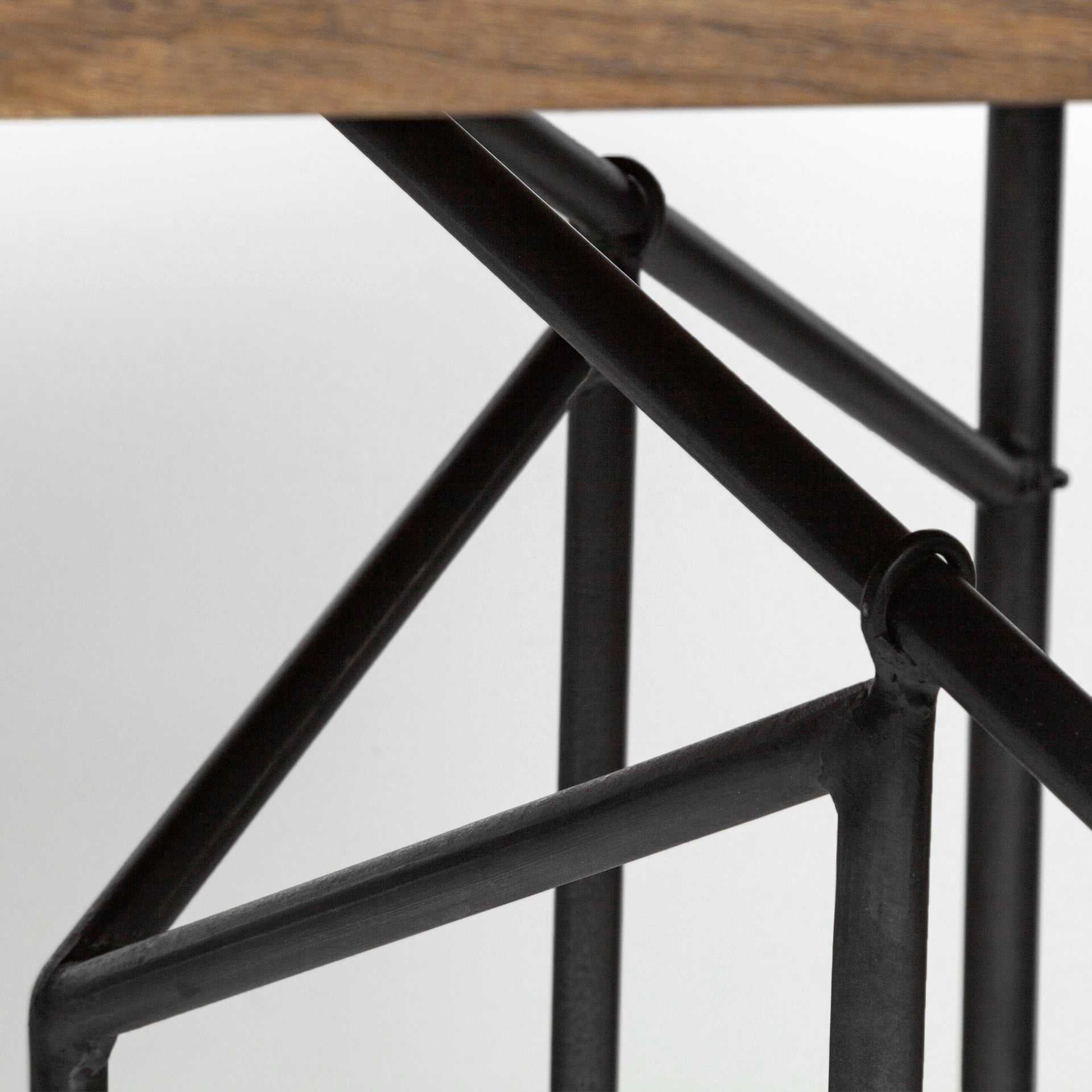 Corrigan 84x40 Rectangular Brown Solid Wood Top Black Metal Base Dining Table