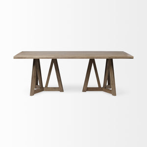 84x40 Rectangular Brown Solid Wood Top & Base Dining Table