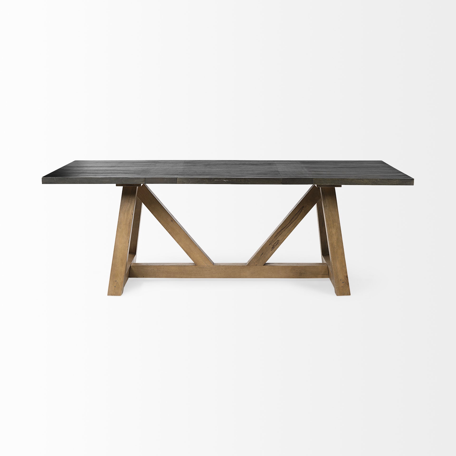 84x42 Rectangular Two Tone Brown Solid Wood Dining Table