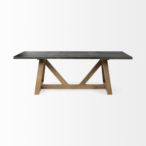 84x42 Rectangular Two Tone Brown Solid Wood Dining Table