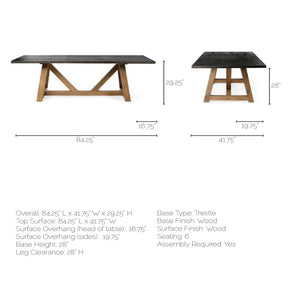 84x42 Rectangular Two Tone Brown Solid Wood Dining Table