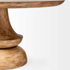 60" Round Blonde Solid Wood and Base Dining Table