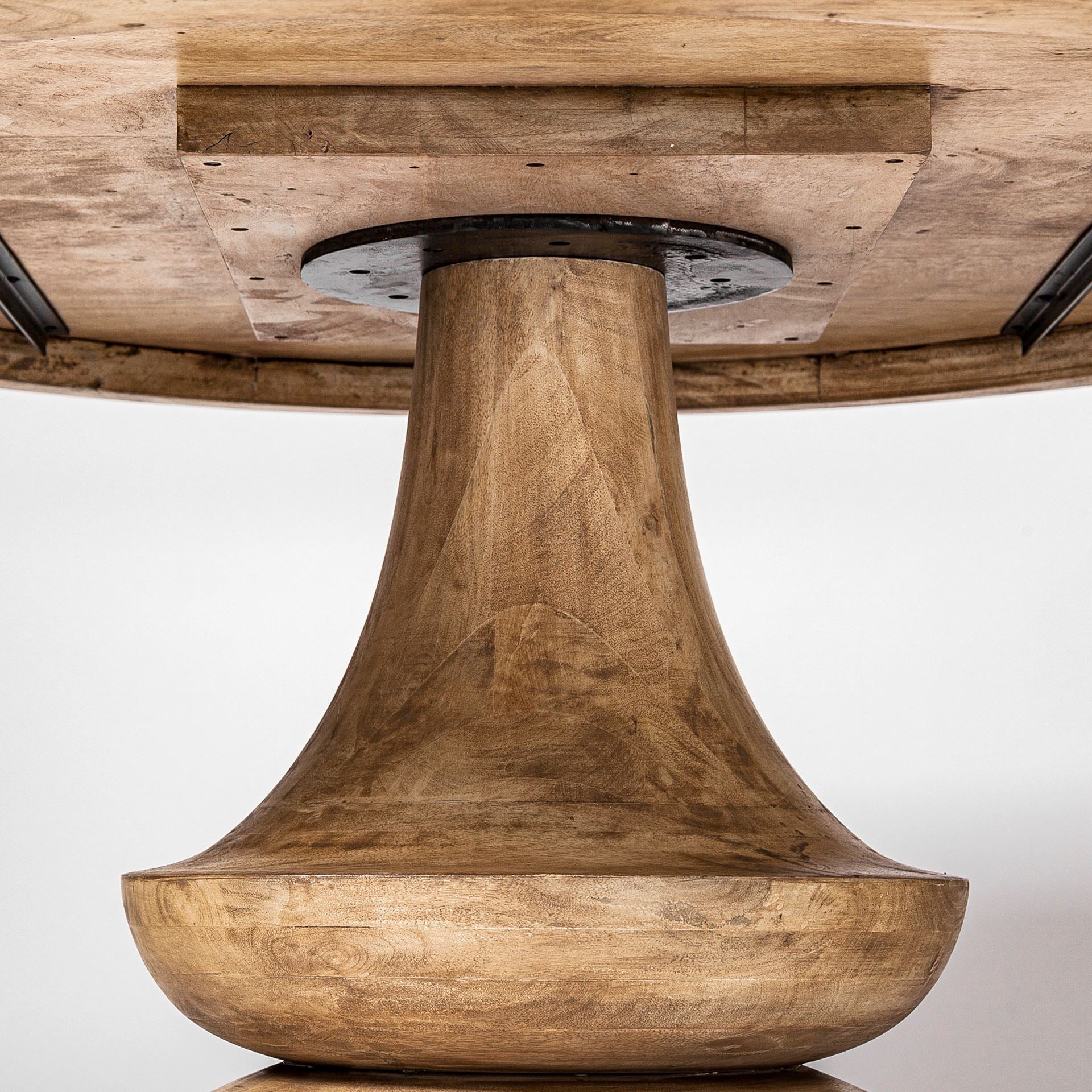 60" Round Blonde Solid Wood and Base Dining Table