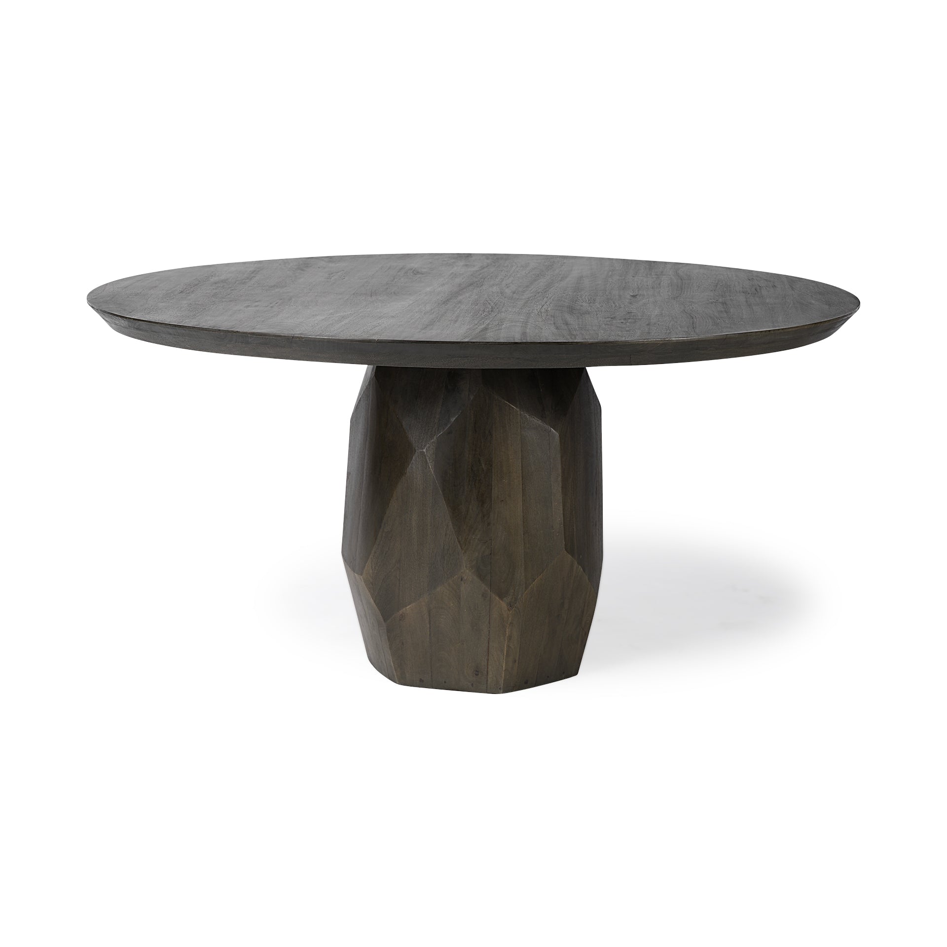60" Round Brown Solid Wood Top and Base Dining Table