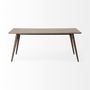 72x39 Brown Solid Wood Top with Metal and Wood Leg Dining Table