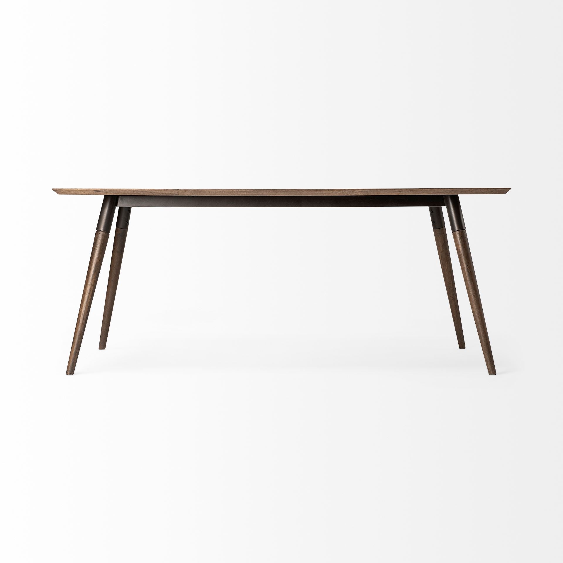 72x39 Brown Solid Wood Top with Metal and Wood Leg Dining Table