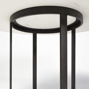 48" Round White Marble Top with Black Metal Base Dining Table