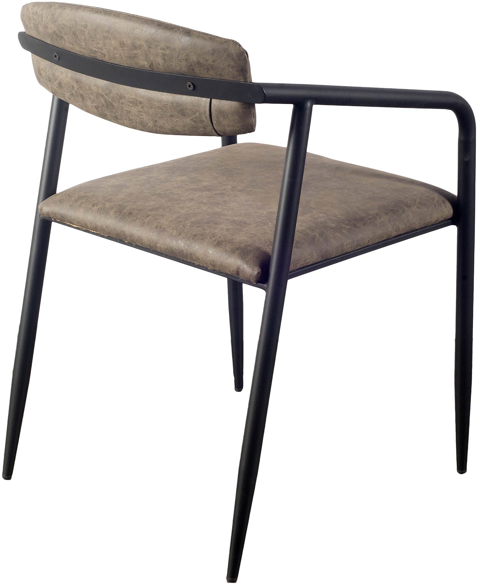 Brown Faux Leather Seat with Black Iron Frame Dining Chair