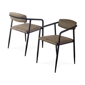 Brown Faux Leather Seat with Black Iron Frame Dining Chair