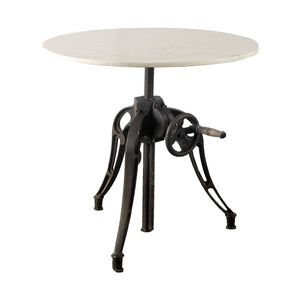 30" Round White Marble Top with Black Metal Base Dining Table