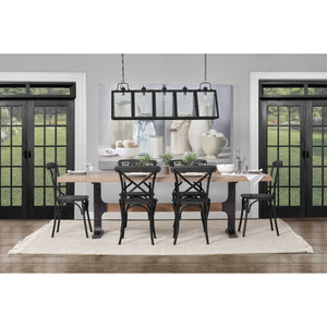 96x42 Rectangular Brown Solid Wood Top with Black Metal Base Dining Table