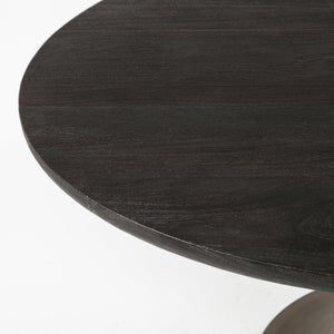 54" Round Brown Solid Wood Top with Gold Metal Base Dining Table