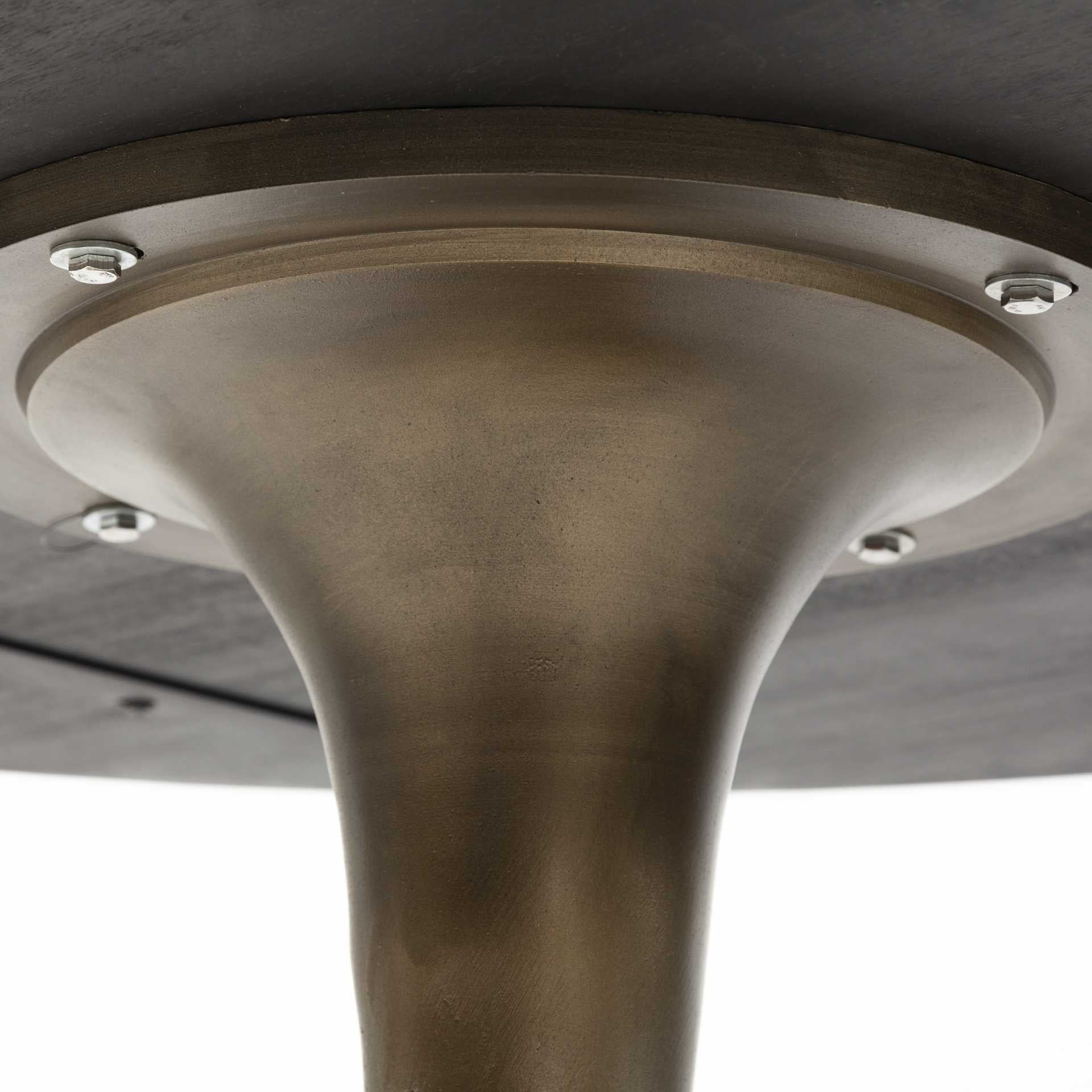 54" Round Brown Solid Wood Top with Gold Metal Base Dining Table